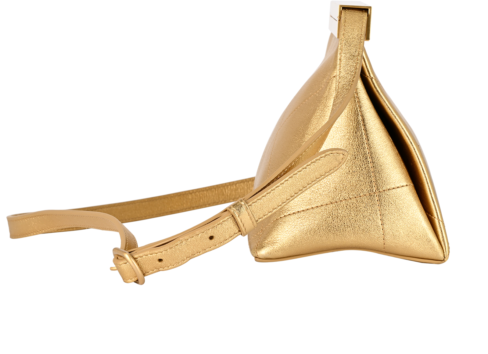 Kiss Lock Frame Shoulder Bag, &pound;1,600, Handbags, Gold, Leather, Side view